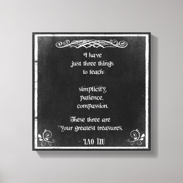 Chalkboard-Design mit Lao Tzu Inspiration Zitat Leinwanddruck (Vorderseite)