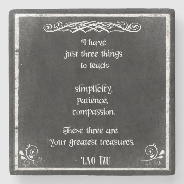 Chalkboard-Design mit Lao Tzu Inspiration Zitat Steinuntersetzer (Vorderseite)