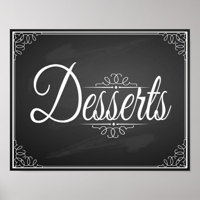 Chalkboard Dessert Tafel Hochzeit oder Party Druck Poster (Vorne)
