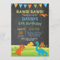Chalkboard Dinosaur Geburtstag Einladung Dino Part
