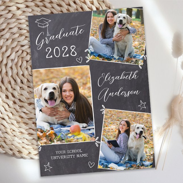 Chalkboard Doodle 3 Foto Einmaliger Abschluss Ankündigung (Von Creator hochgeladen)