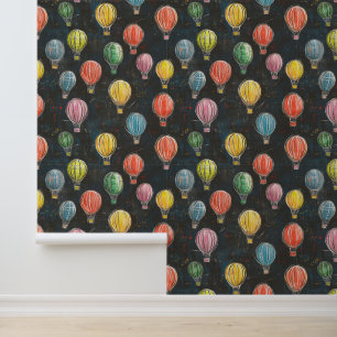 Chalkboard Drawigns Hot Air Ballon Farbmuster Tapete