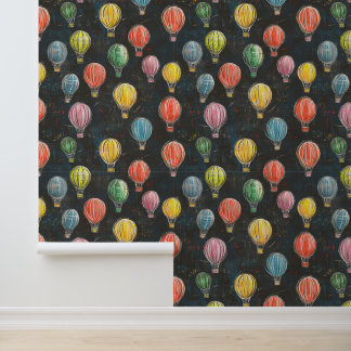Chalkboard Drawigns Hot Air Ballon Farbmuster Tapete