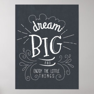 Chalkboard Dream Big Quote Art drucken Poster