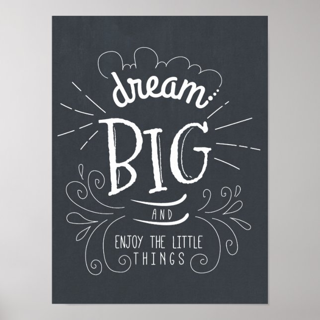Chalkboard Dream Big Quote Art drucken Poster (Vorne)