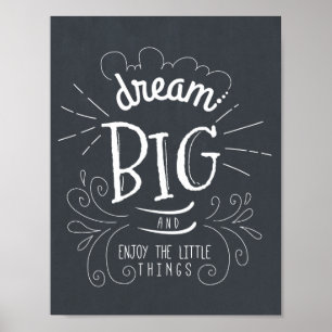 Chalkboard Dream Big Quote Art drucken Poster