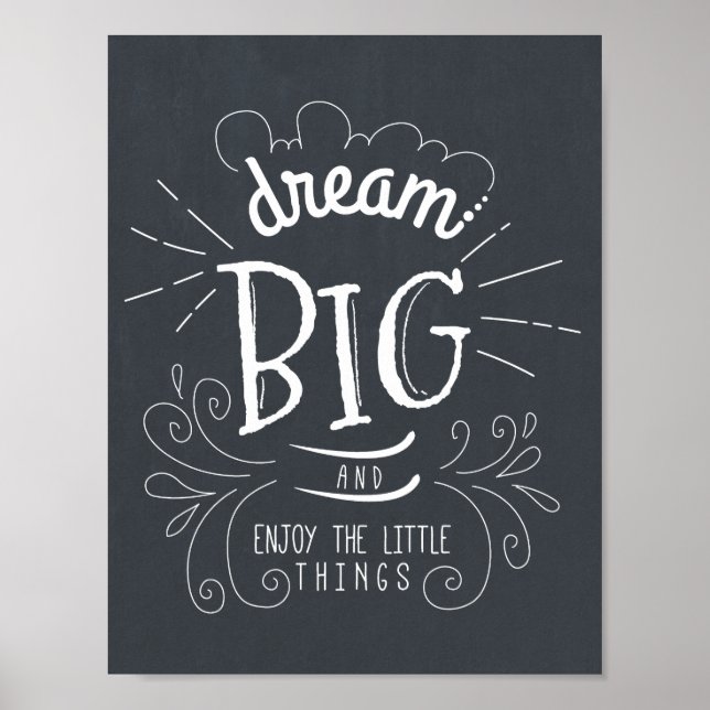Chalkboard Dream Big Quote Art drucken Poster (Vorne)