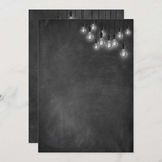 Chalkboard Edison Lights Modern Einladung (Vorne/Hinten)