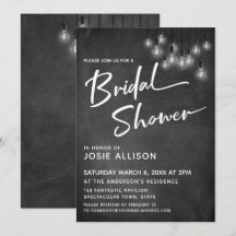 Chalkboard Edison Lights Modernes Brautparty
