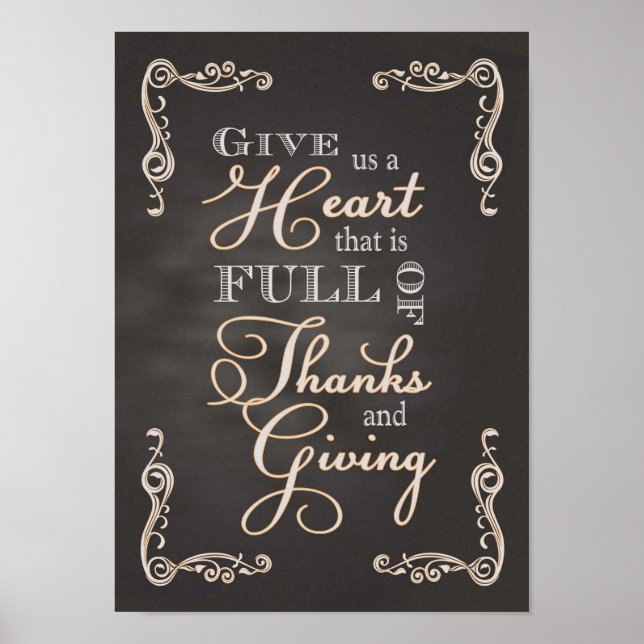 Chalkboard - Ein Herz des Dankes & des Geschenks Poster (Vorne)