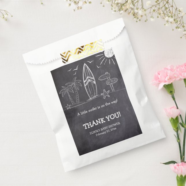 Chalkboard ein kleines Surfer Baby Dusche Geschenktütchen (Versiegelt)