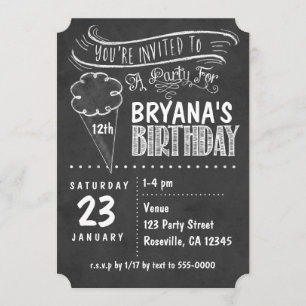 Chalkboard Eiscreme Geburtstagsparty Einladungen