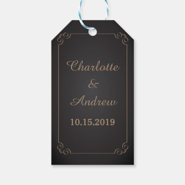 Chalkboard Elegante Rahmen Wedding-Geschenk Tag Geschenkanhänger (Vorderseite)