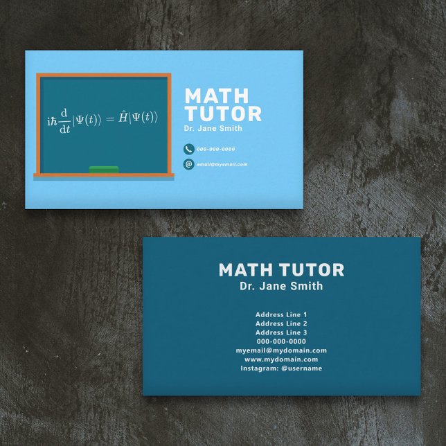 Chalkboard & Equity Math Tutor Visitenkarte (Chalkboard & Equation Math Tutor Business Card)