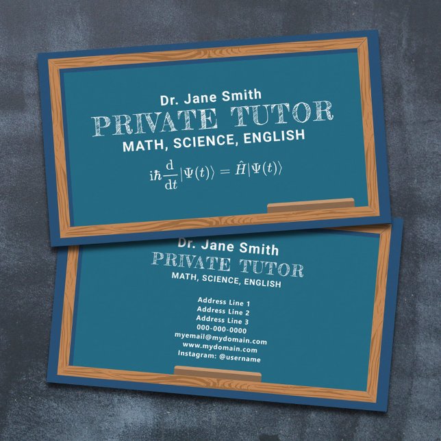 Chalkboard & Equity Private Tutor Visitenkarte (Chalkboard & Equation Private Tutor Business Card)