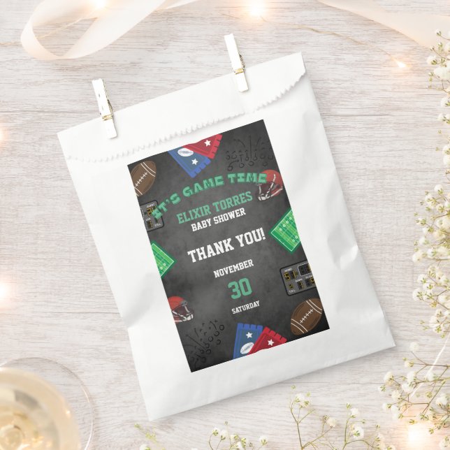 Chalkboard Es ist Game Time Football Baby Shower Geschenktütchen (Ausgeschnitten)