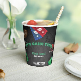 Chalkboard Es ist Game Time Football Baby Shower Pappbecher