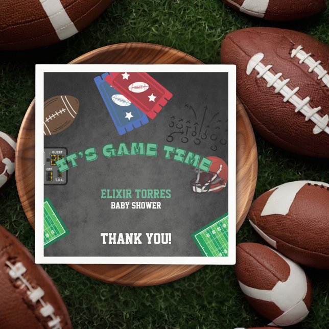 Chalkboard Es ist Game Time Football Baby Shower Serviette (Von Creator hochgeladen)