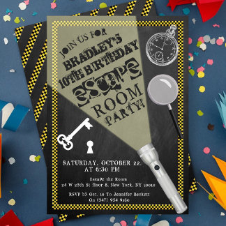 Chalkboard Escape Room Party jeden Geburtstag Einladung
