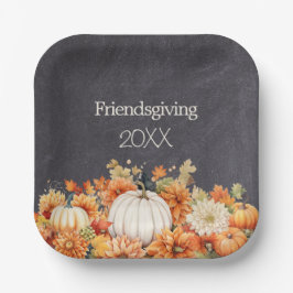 Chalkboard Fall Pumpen Floral Friendsgiving Jahr Pappteller