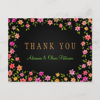 Chalkboard farbenfrohe Blume Kranz Vielen Dank Postkarte