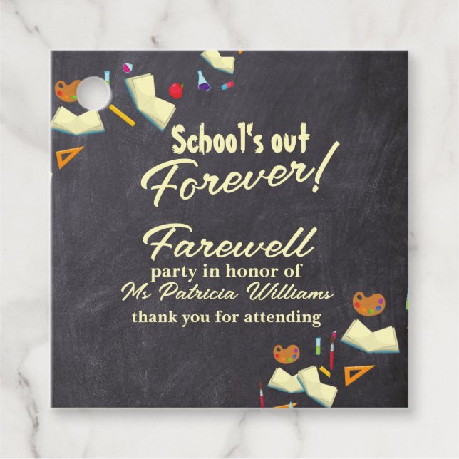 Chalkboard Farewell Remüde Lehrer Party Geschenkanhänger (Vorderseite)