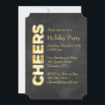 Chalkboard Feiertag Einladung<br><div class="desc">"Cheers" geschrieben in Vintagen Markisenleuchten auf einem Chalkboard-Hintergrund,  betont diese Holiday Party Einladung,  sodass es ein schicker und trendiger Look.</div>