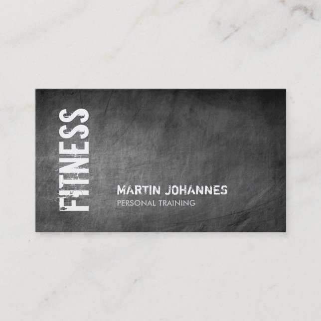 Chalkboard Fitness Personal Trainer Business Card Visitenkarte (Vorderseite)