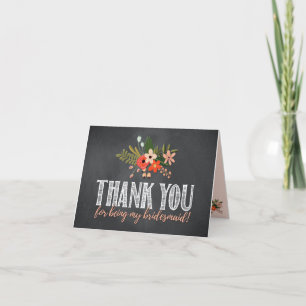 Chalkboard Floral Bridesmaid Vielen Dank Dankeskarte