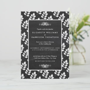 Chalkboard Floral Leaf Wedding Einladung
