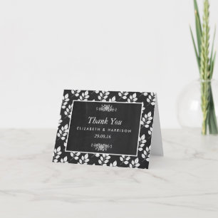Chalkboard Floral Leaf Wedding Vielen Dank Dankeskarte