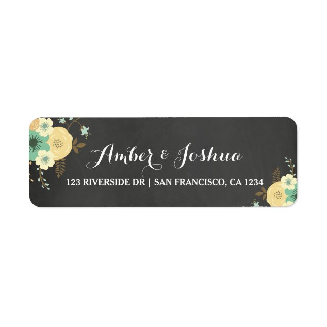 Chalkboard & Floral Return Address Label (Vorne)