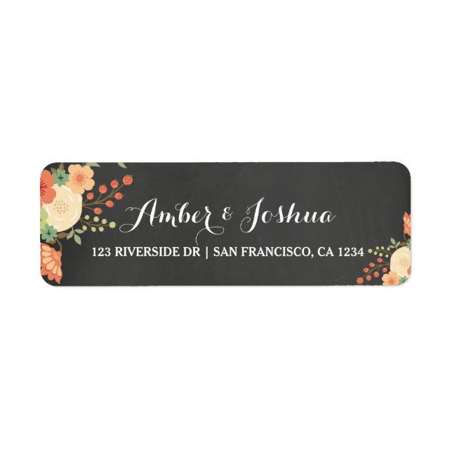 Chalkboard & Floral Return Address Label (Vorne)