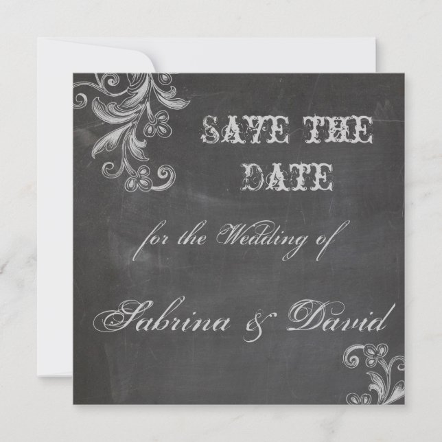 Chalkboard Floral Save the Date (Vorderseite)