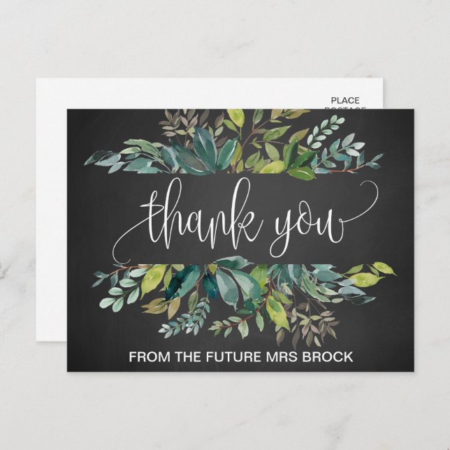 Chalkboard Foliage Vielen Dank Postkarte (Vorne/Hinten)