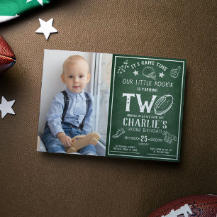 Chalkboard Football All Star Foto 2. Geburtstag Einladung
