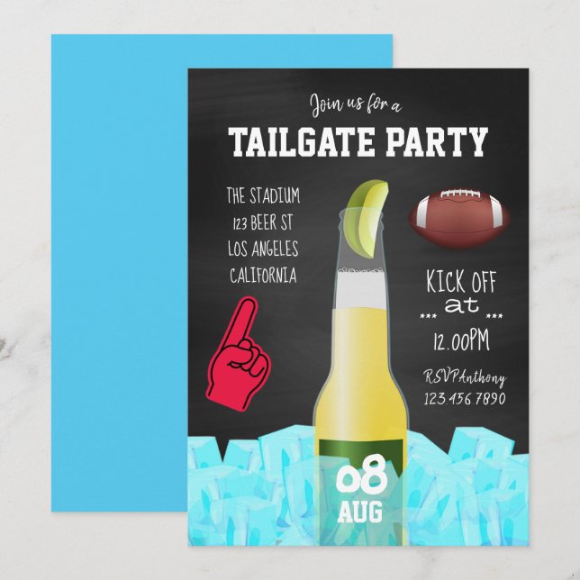 Chalkboard Football Tailgate Party Einladung (Vorne/Hinten)