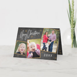 Chalkboard Foto Collage Imitats Gold Glitzer Feiertagskarte