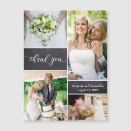 Chalkboard Foto Collage Rustic Wedding Vielen Dank Magnetkarte