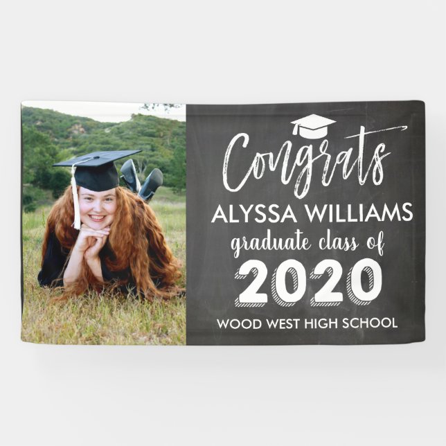 Chalkboard Foto Custom Graduate 2020 Abschluss Banner (Horizontal)