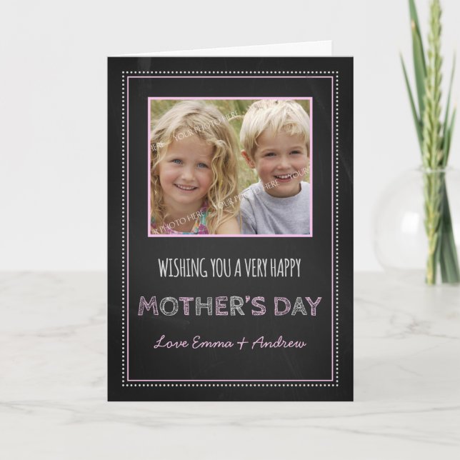 Chalkboard Foto Happy Mother Day Card Karte (Vorderseite)