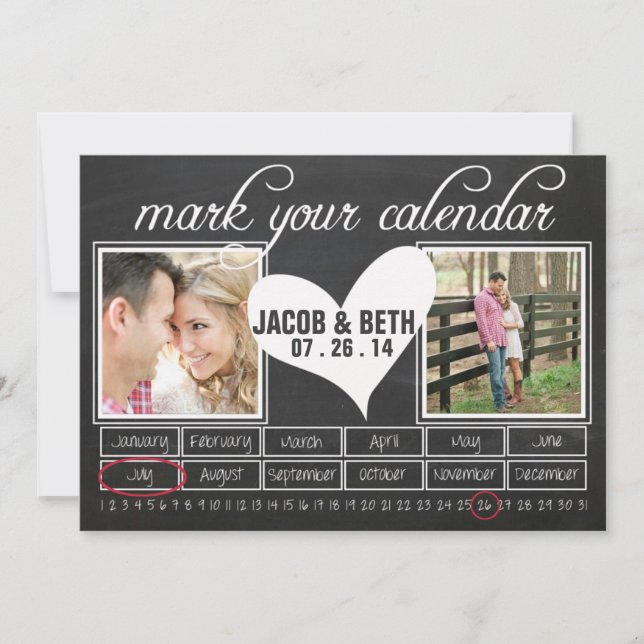 Chalkboard-Foto Save the Date Kalender (Vorderseite)
