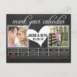 Chalkboard Foto Save the Date Kalender Postkarte