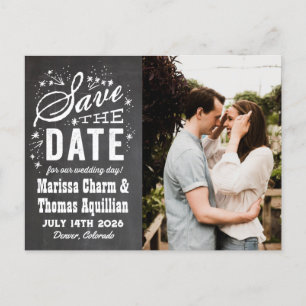 Chalkboard-Foto Save the Date Postkarte