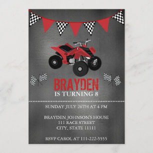 Chalkboard Four Wheeler, ATV Einladung zum Geburts