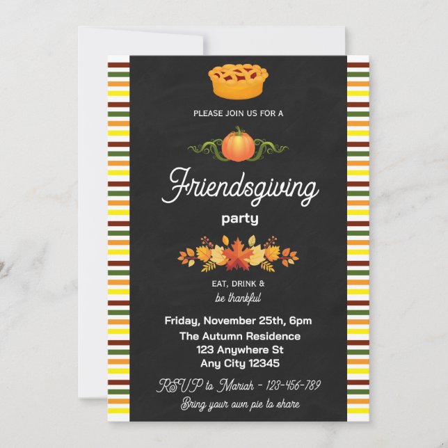 Chalkboard Friendsgiving-Party Einladung (Vorderseite)