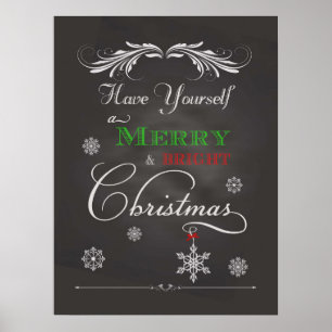 Chalkboard - Frohe und helle Weihnachten Poster
