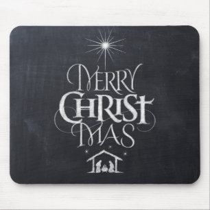 Chalkboard Frohe Weihnachten Christliche Geburt Mousepad