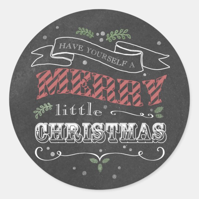 Chalkboard Frohe Weihnachts-Round-Sticker Runder Aufkleber (Vorderseite)