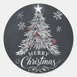 Chalkboard Frohe Weihnachtsbaume Umschlag Aufklebe Runder Aufkleber
